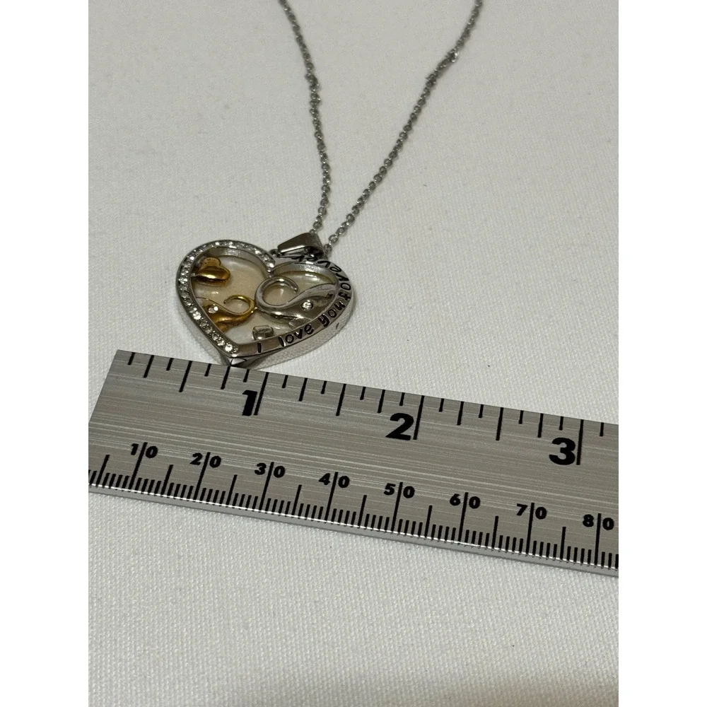 Stainless Steel Elephant Family‎ Heart Locket Necklace Mother of Pearl 18